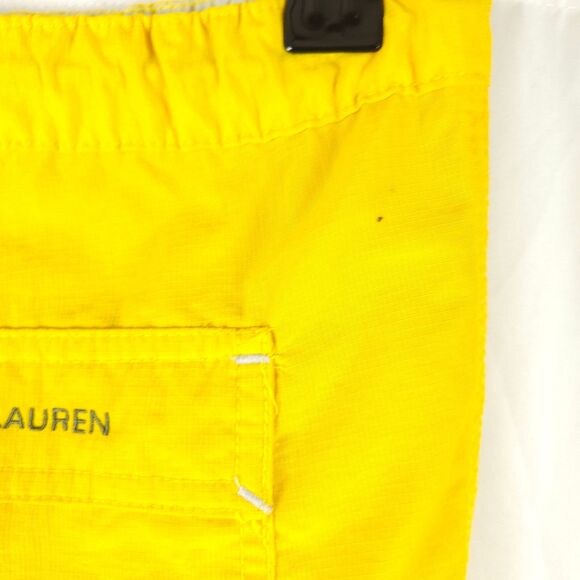 VTG Chaps Ralph Lauren Mens Large Yellow Board Shorts Swim Trunks Zip Pocket - Picture 3 of 8